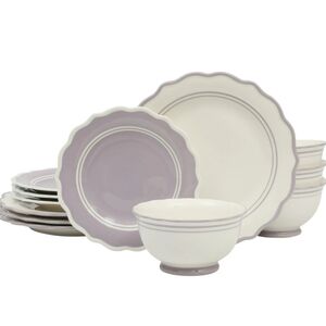 💕 The Pioneer Woman Ainsley Iris and Cream Ceramic Dinnerware Set